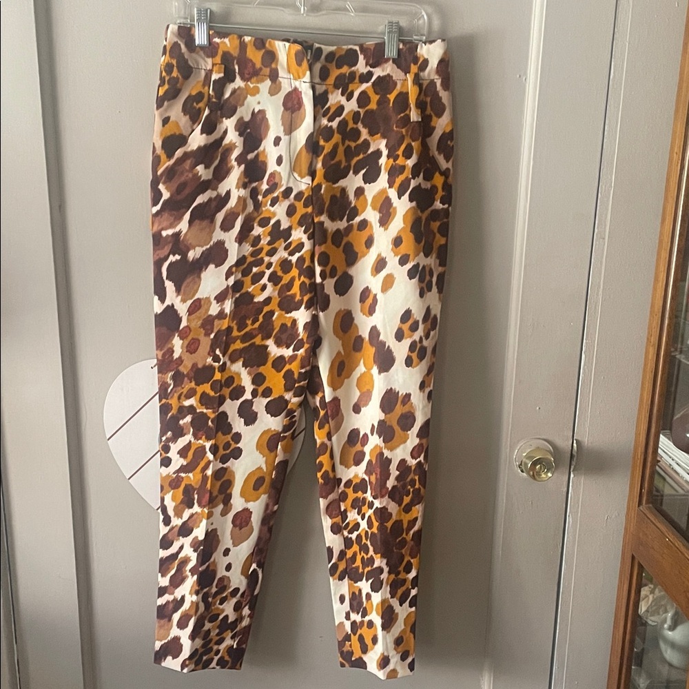 New York & Company Cream, Brown & Mustard Animal Print Pants